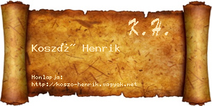 Koszó Henrik névjegykártya